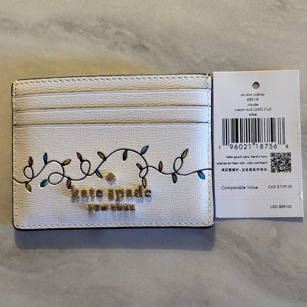 Kate Spade Cream Card Holder with Dog Design - Picture 2 of 4